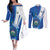Personalised El Salvador Couples Matching Off The Shoulder Long Sleeve Dress and Long Sleeve Button Shirt Torogoz Bird Salvadoran Pride