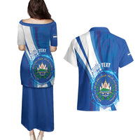 Personalised El Salvador Couples Matching Puletasi and Hawaiian Shirt Torogoz Bird Salvadoran Pride