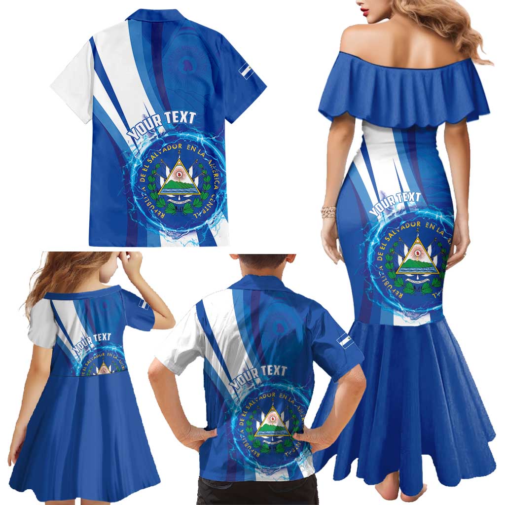 Personalised El Salvador Family Matching Mermaid Dress and Hawaiian Shirt Torogoz Bird Salvadoran Pride