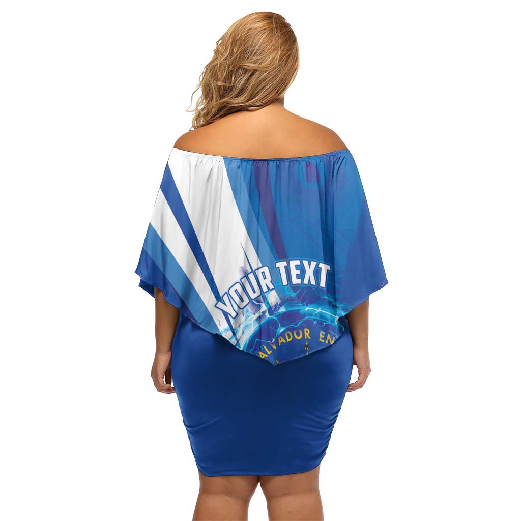 Personalised El Salvador Family Matching Off Shoulder Short Dress and Hawaiian Shirt Torogoz Bird Salvadoran Pride