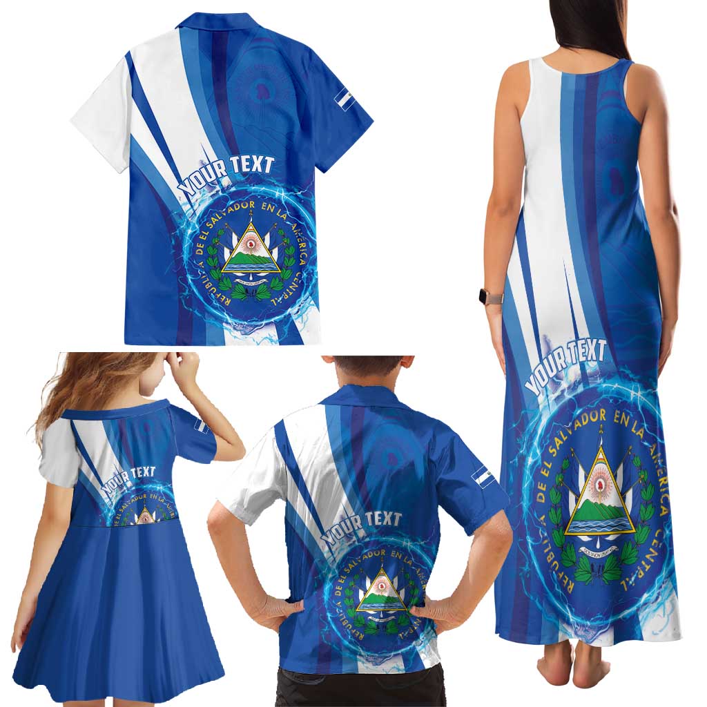 Personalised El Salvador Family Matching Tank Maxi Dress and Hawaiian Shirt Torogoz Bird Salvadoran Pride