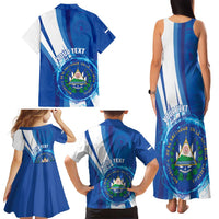 Personalised El Salvador Family Matching Tank Maxi Dress and Hawaiian Shirt Torogoz Bird Salvadoran Pride