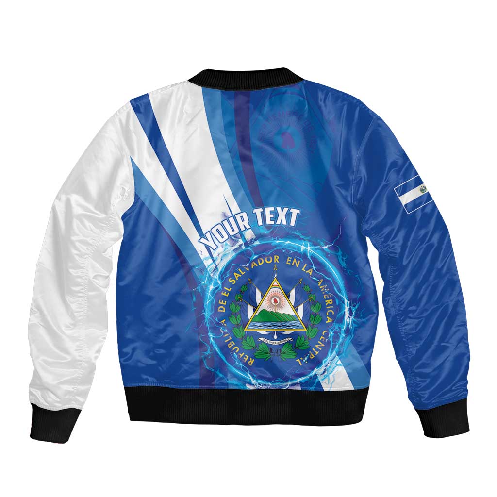 Personalised El Salvador Sleeve Zip Bomber Jacket Torogoz Bird Salvadoran Pride
