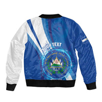 Personalised El Salvador Sleeve Zip Bomber Jacket Torogoz Bird Salvadoran Pride