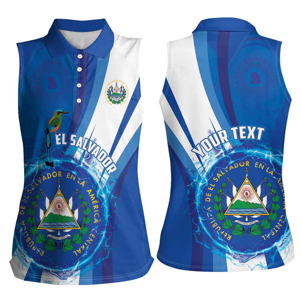 Personalised El Salvador Women Sleeveless Polo Shirt Torogoz Bird Salvadoran Pride