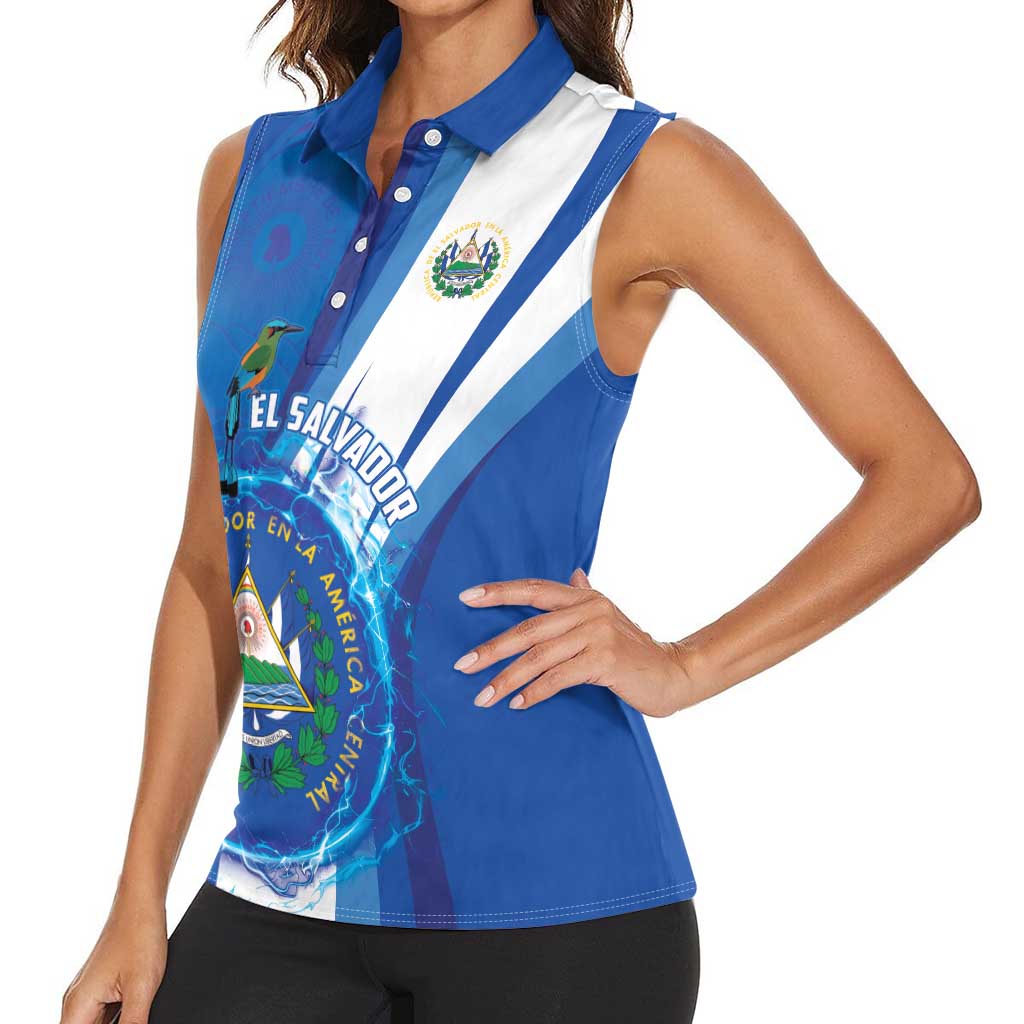 Personalised El Salvador Women Sleeveless Polo Shirt Torogoz Bird Salvadoran Pride