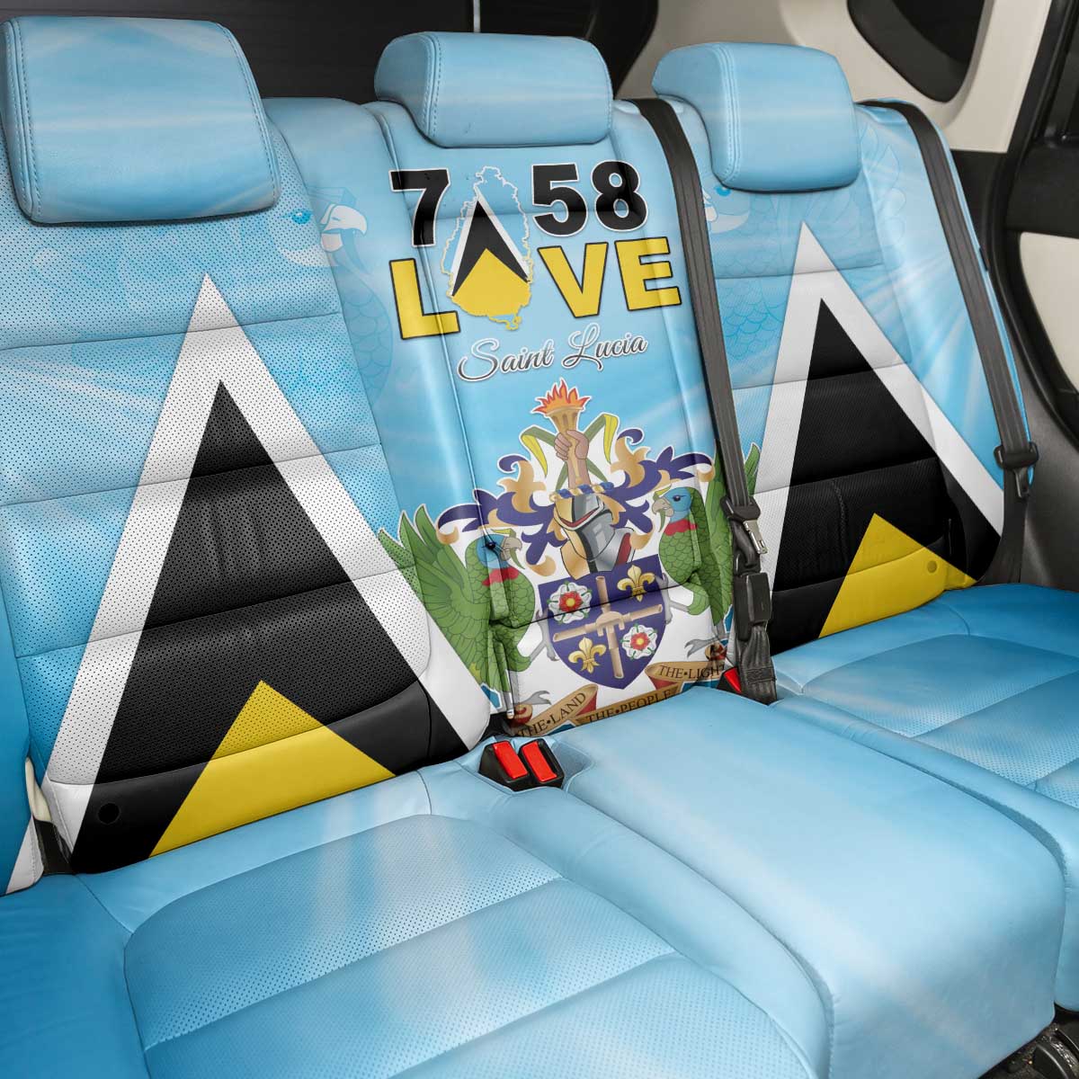 Saint Lucia 758 Back Car Seat Cover With Coat Of Arms