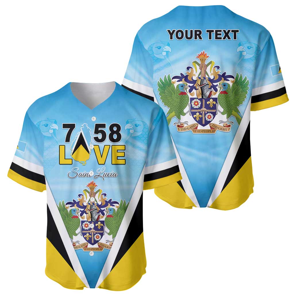 Personalised Saint Lucia 758 Baseball Jersey With Coat Of Arms
