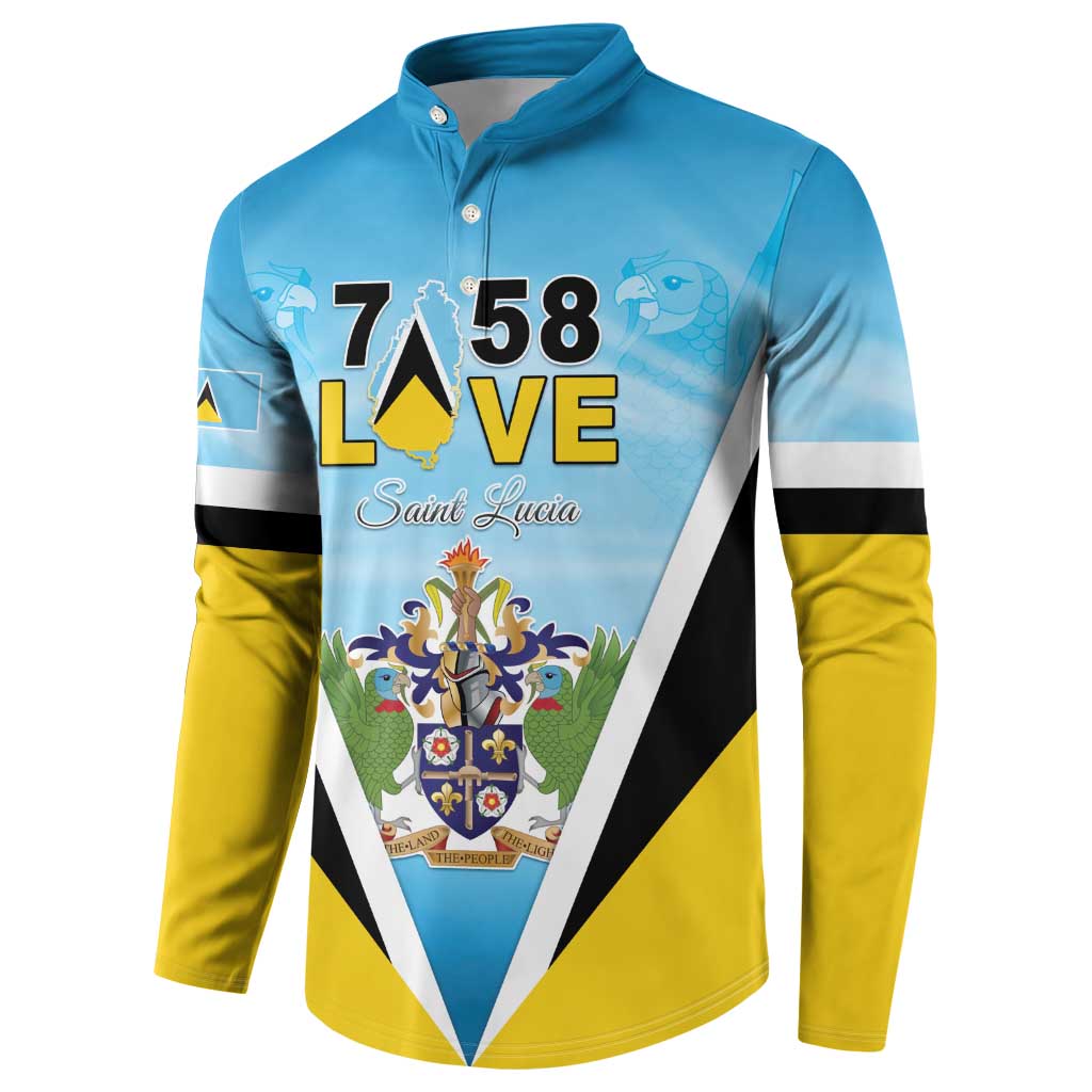 Personalised Saint Lucia 758 Button Sweatshirt With Coat Of Arms