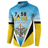 Personalised Saint Lucia 758 Button Sweatshirt With Coat Of Arms