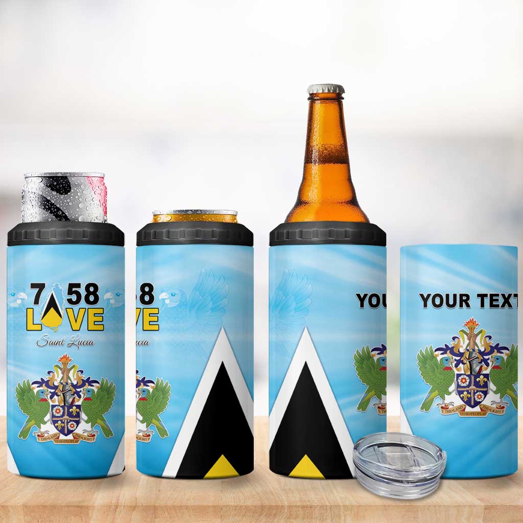 Personalised Saint Lucia 758 4 in 1 Can Cooler Tumbler With Coat Of Arms