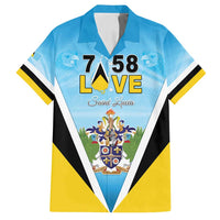 Personalised Saint Lucia 758 Family Matching Long Sleeve Bodycon Dress and Hawaiian Shirt With Coat Of Arms