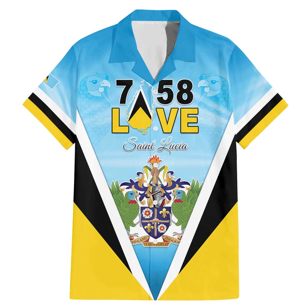 Personalised Saint Lucia 758 Family Matching Mermaid Dress and Hawaiian Shirt With Coat Of Arms