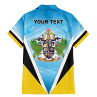Personalised Saint Lucia 758 Family Matching Mermaid Dress and Hawaiian Shirt With Coat Of Arms
