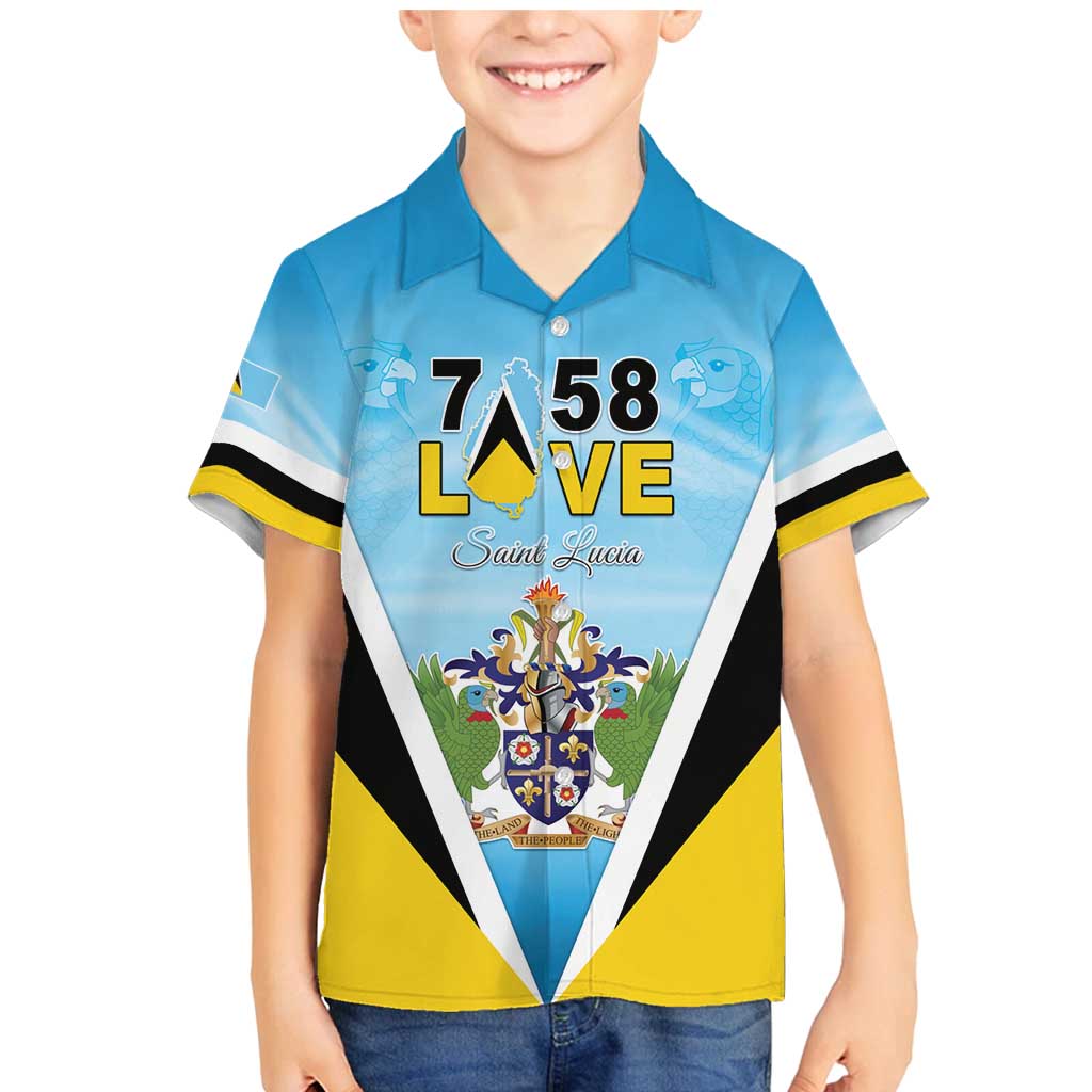 Personalised Saint Lucia 758 Family Matching Mermaid Dress and Hawaiian Shirt With Coat Of Arms