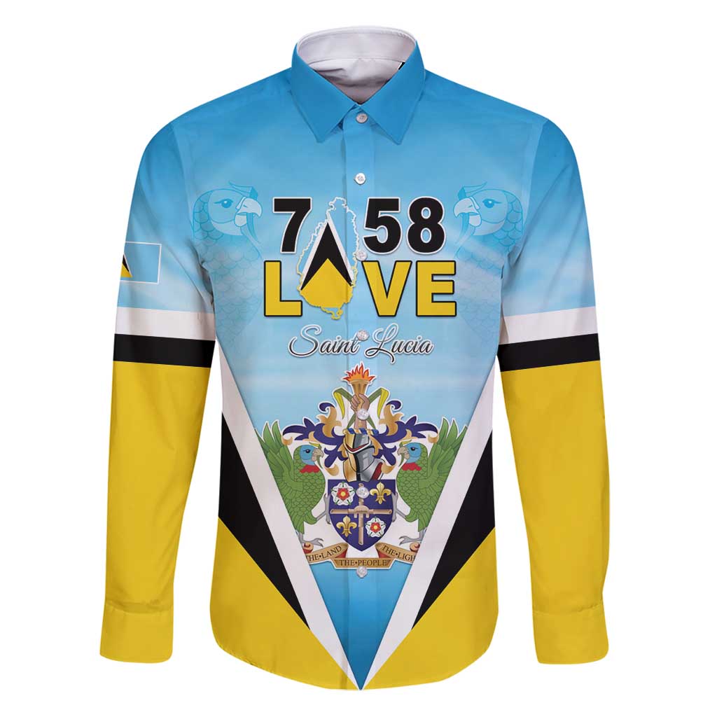 Personalised Saint Lucia 758 Family Matching Puletasi and Hawaiian Shirt With Coat Of Arms