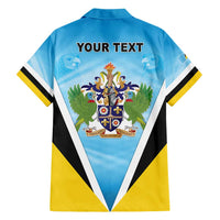 Personalised Saint Lucia 758 Family Matching Short Sleeve Bodycon Dress and Hawaiian Shirt With Coat Of Arms