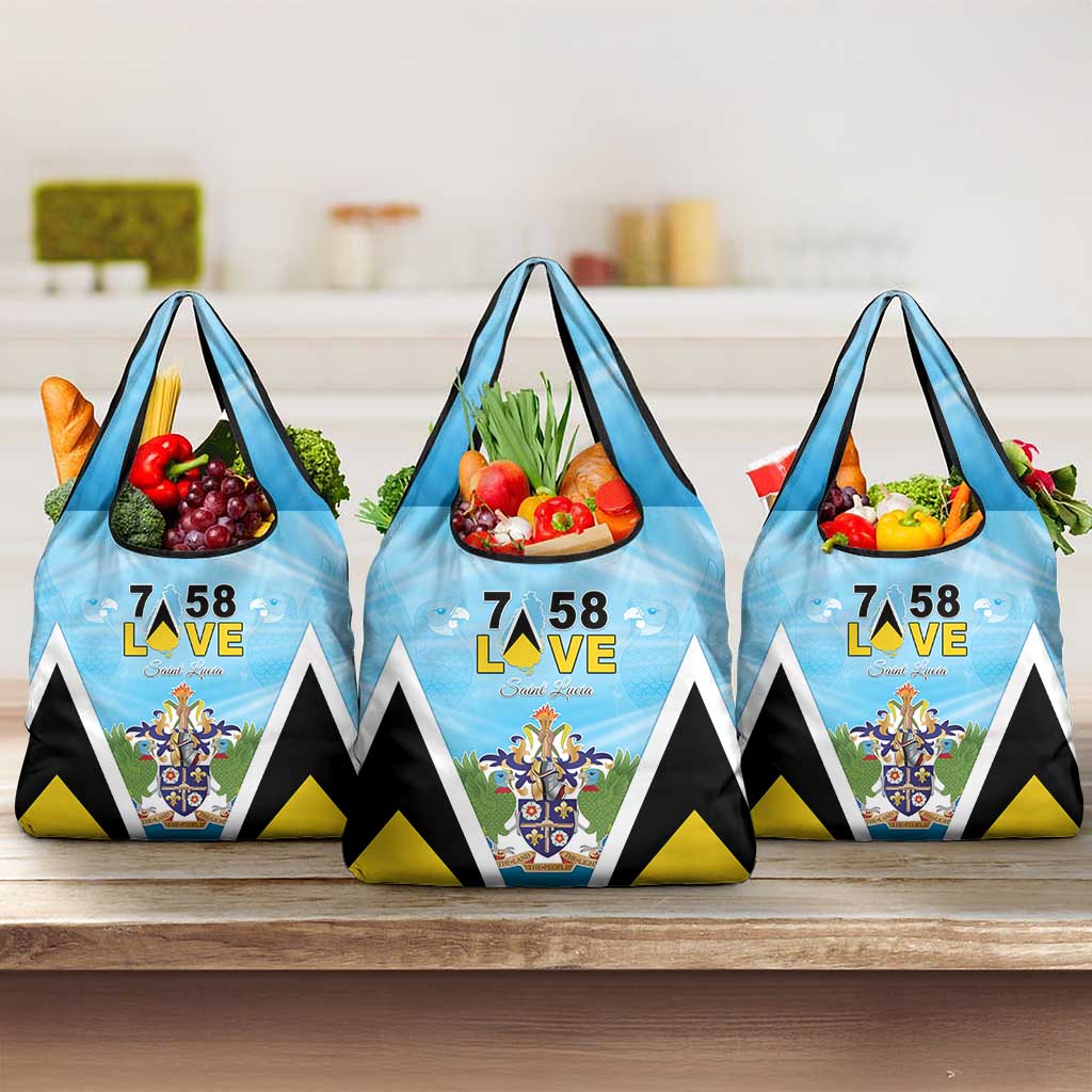 Saint Lucia 758 Grocery Bag With Coat Of Arms