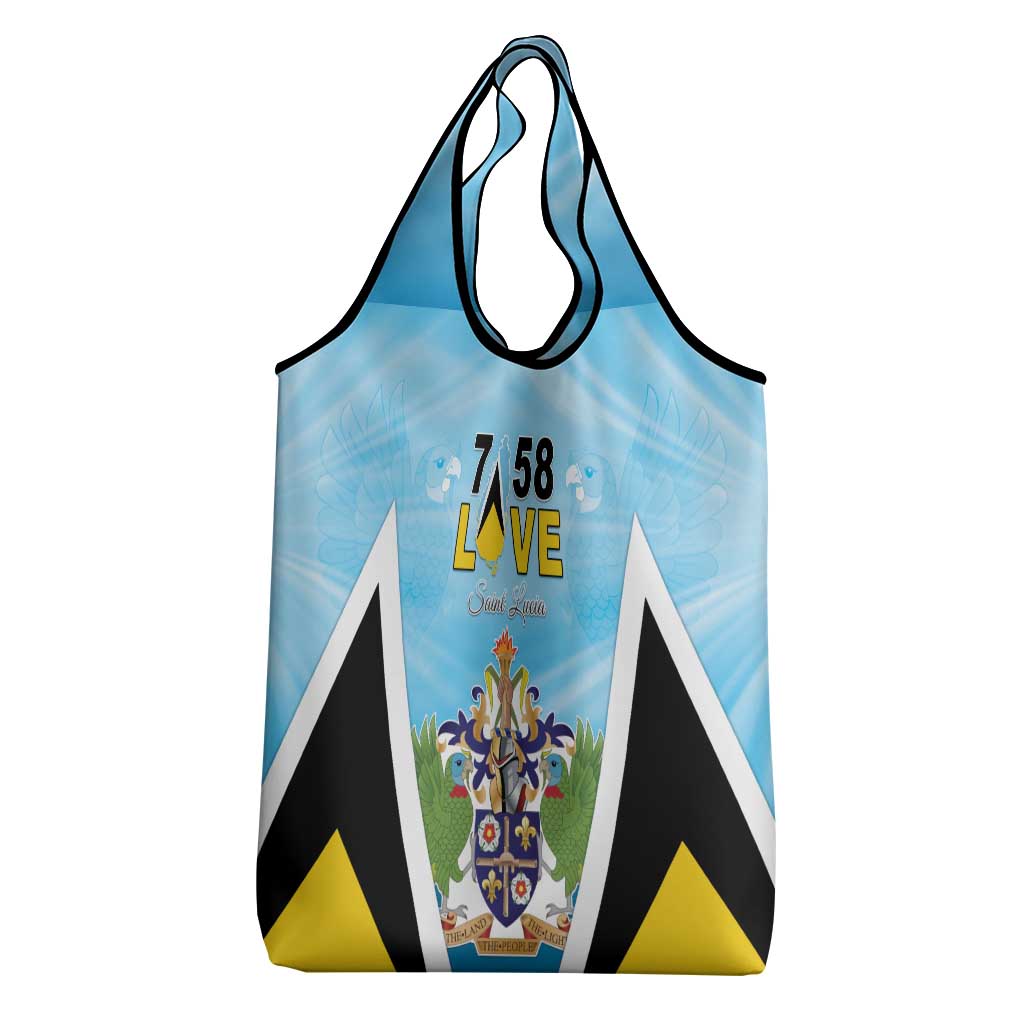 Saint Lucia 758 Grocery Bag With Coat Of Arms