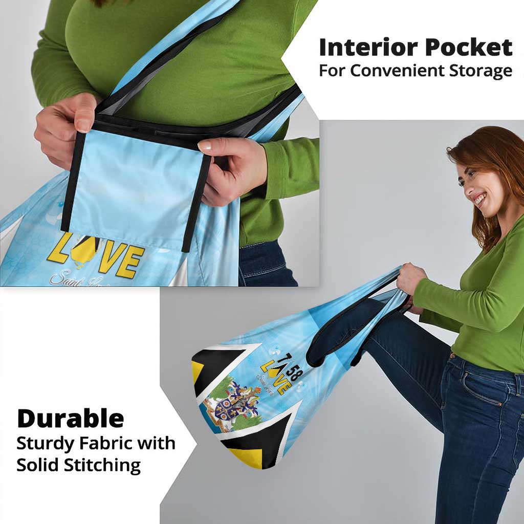 Saint Lucia 758 Grocery Bag With Coat Of Arms