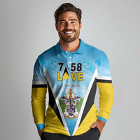 Personalised Saint Lucia 758 Long Sleeve Polo Shirt With Coat Of Arms