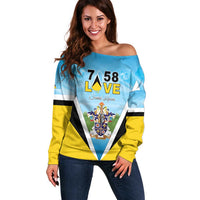 Personalised Saint Lucia 758 Off Shoulder Sweater With Coat Of Arms