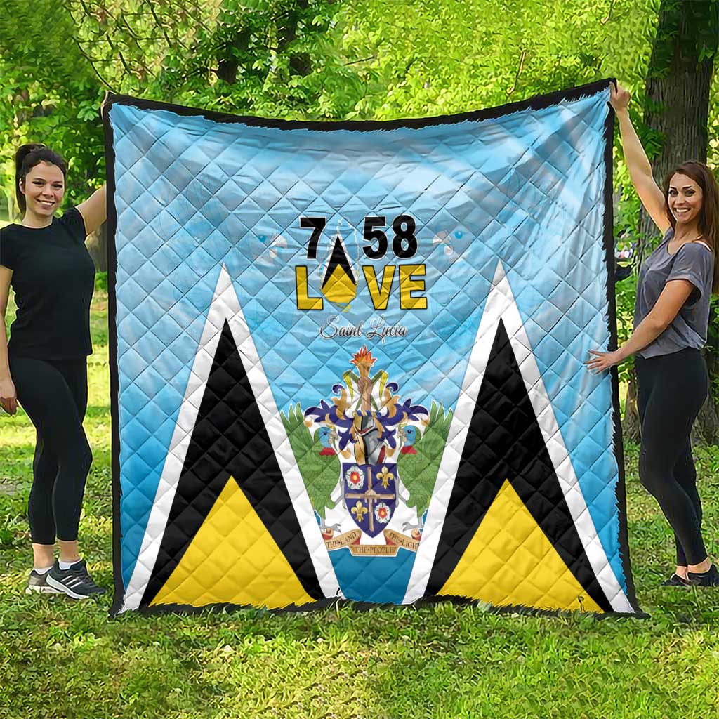 Saint Lucia 758 Quilt With Coat Of Arms
