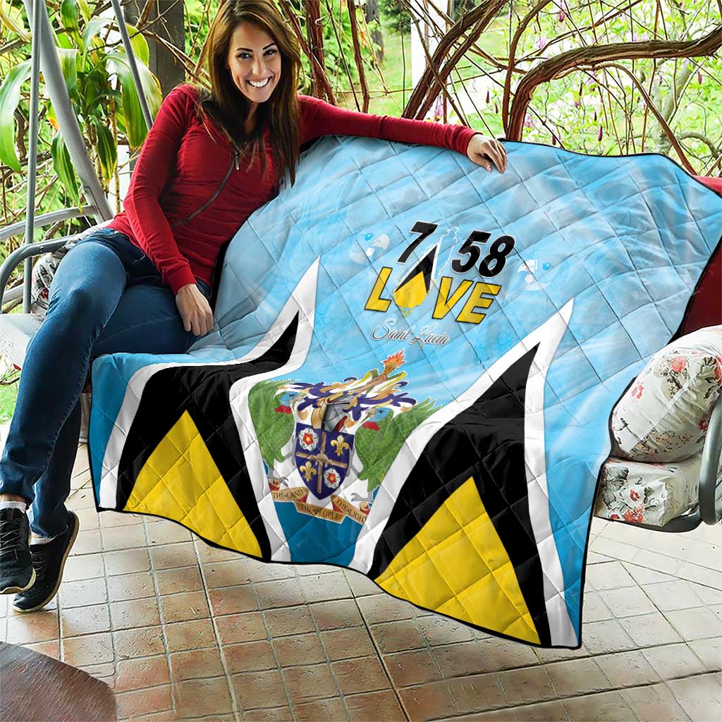 Saint Lucia 758 Quilt With Coat Of Arms