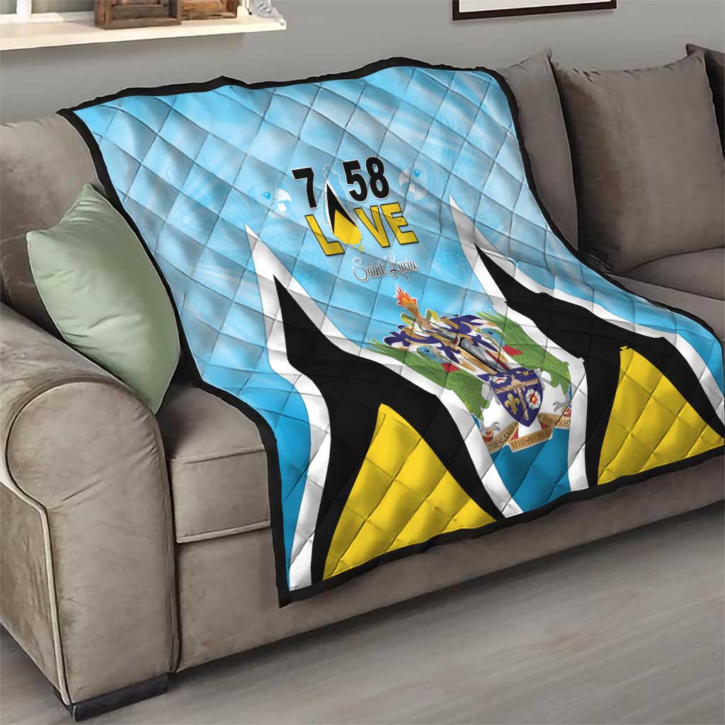 Saint Lucia 758 Quilt With Coat Of Arms