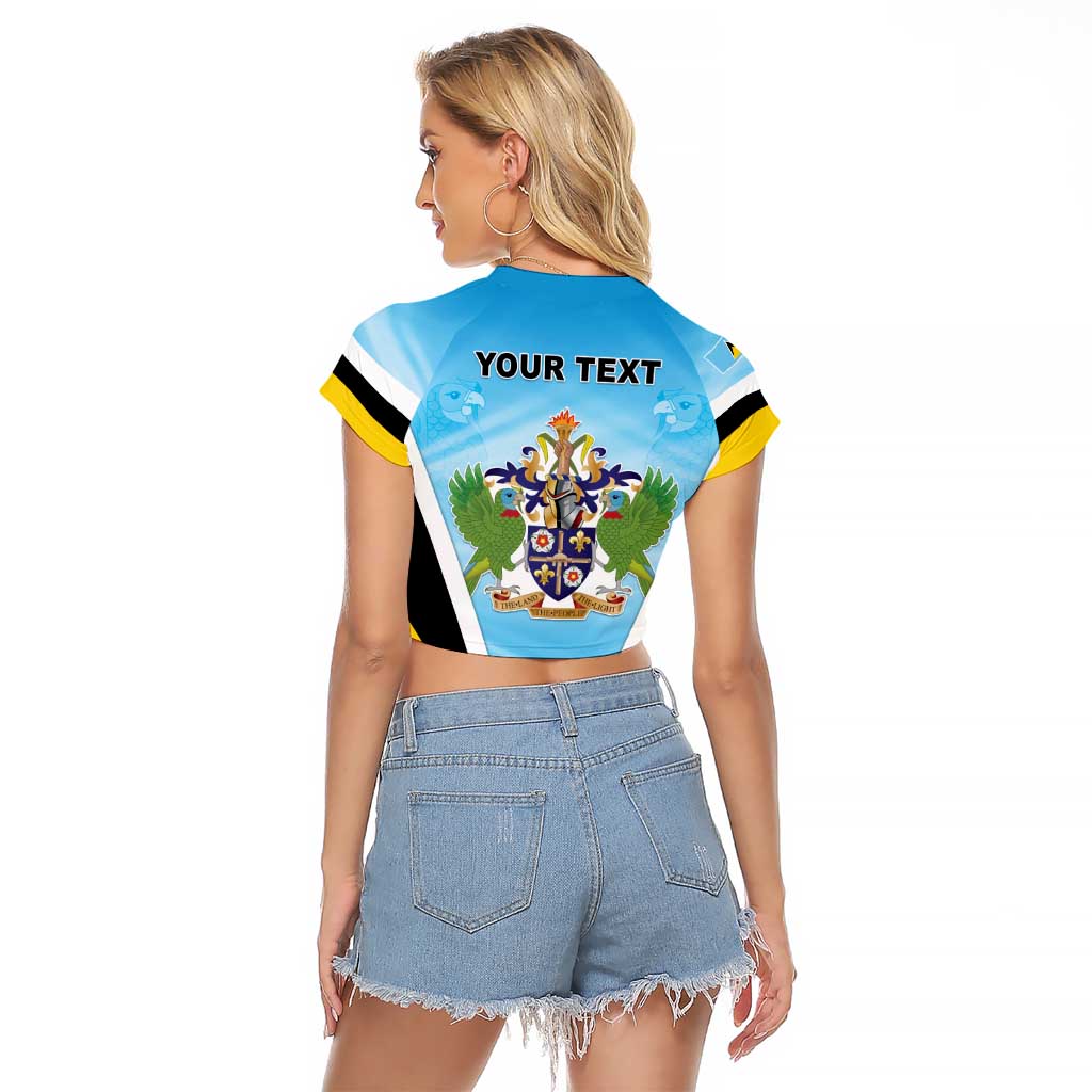 Personalised Saint Lucia 758 Raglan Cropped T Shirt With Coat Of Arms