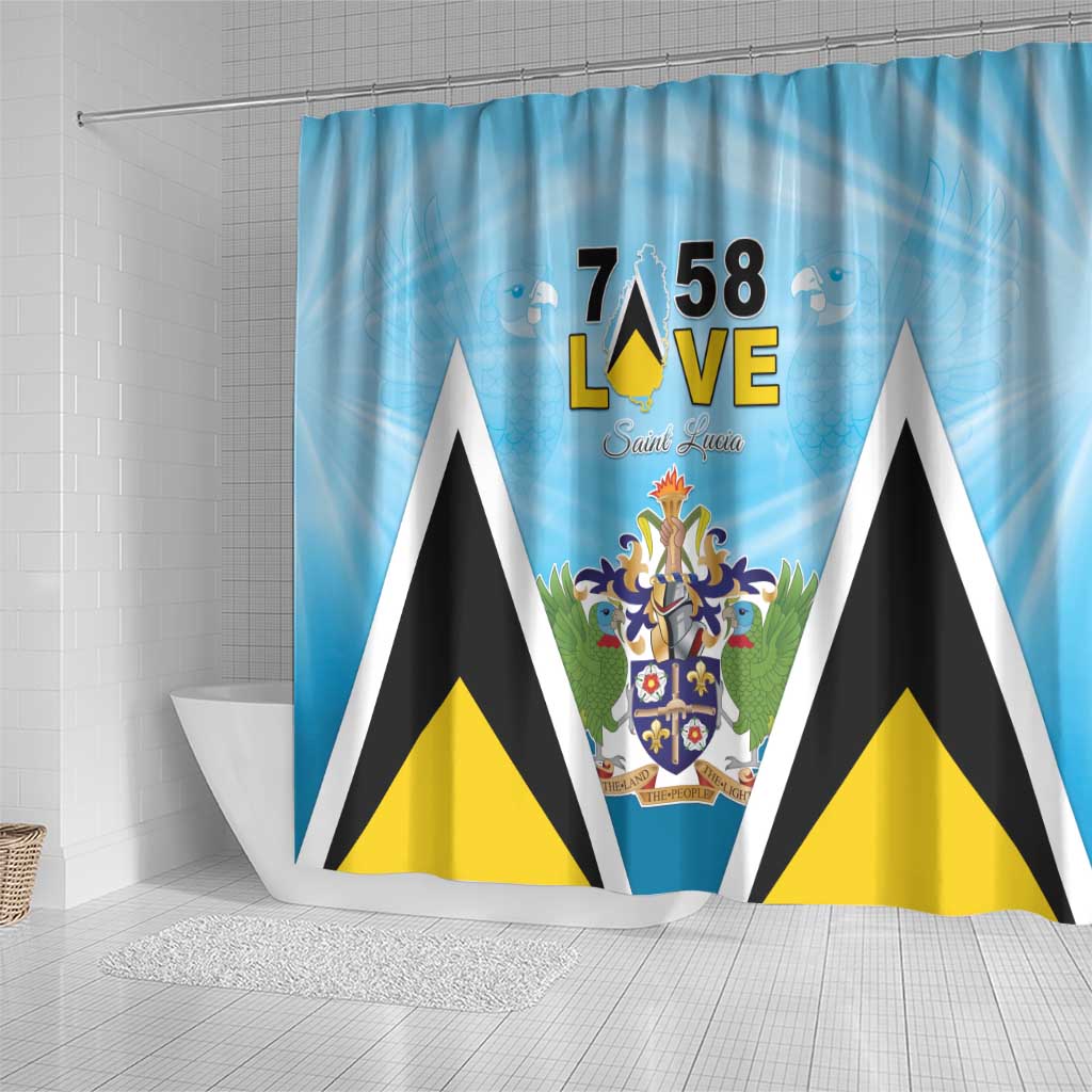 Saint Lucia 758 Shower Curtain With Coat Of Arms
