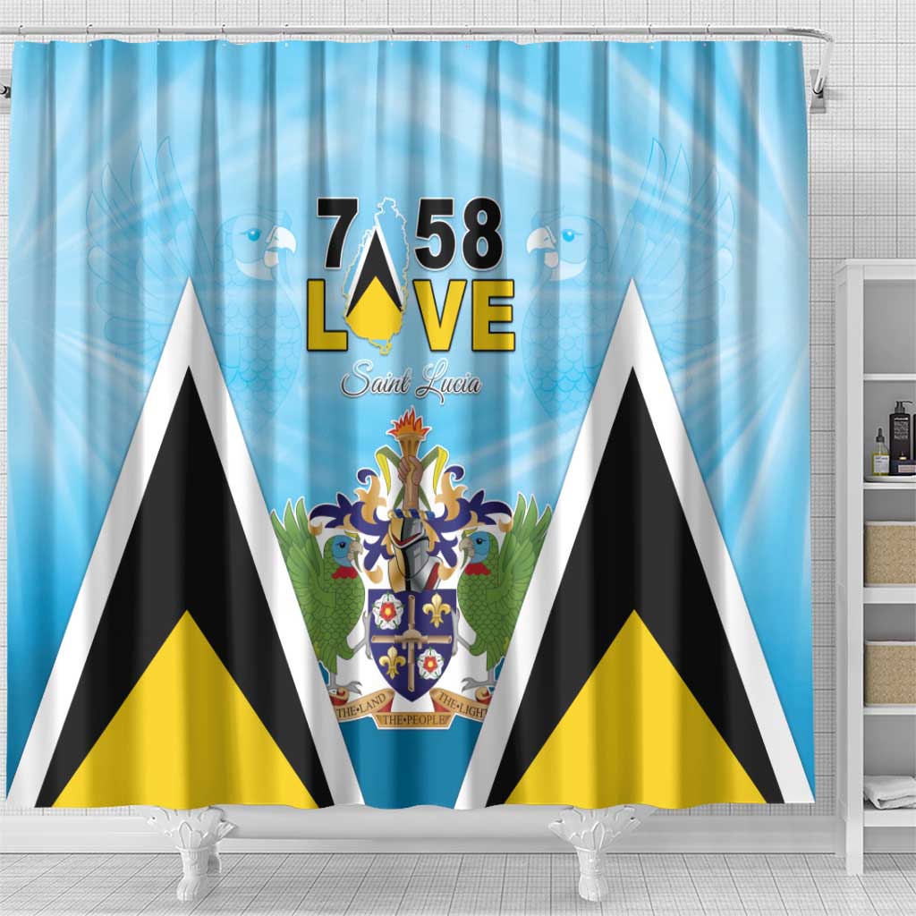 Saint Lucia 758 Shower Curtain With Coat Of Arms