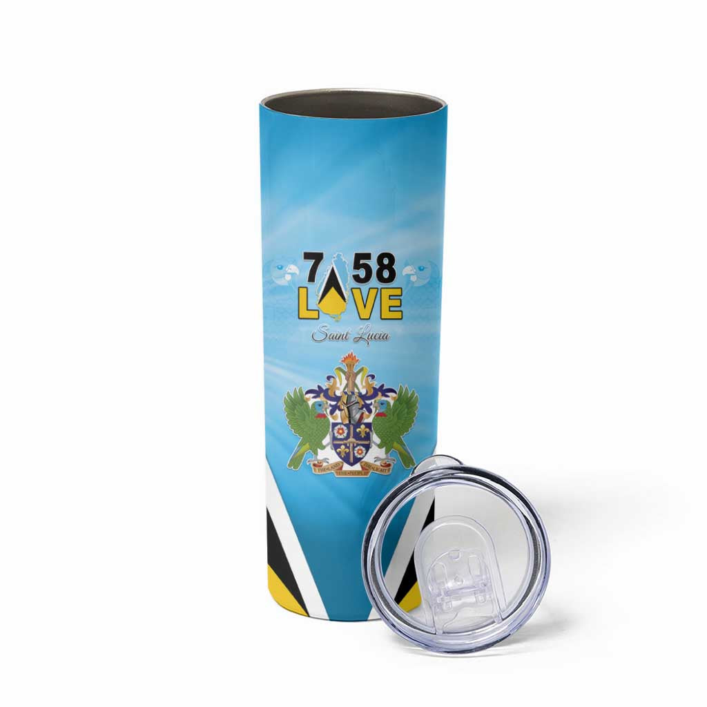 Personalised Saint Lucia 758 Skinny Tumbler With Coat Of Arms