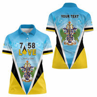 Personalised Saint Lucia 758 Women Polo Shirt With Coat Of Arms