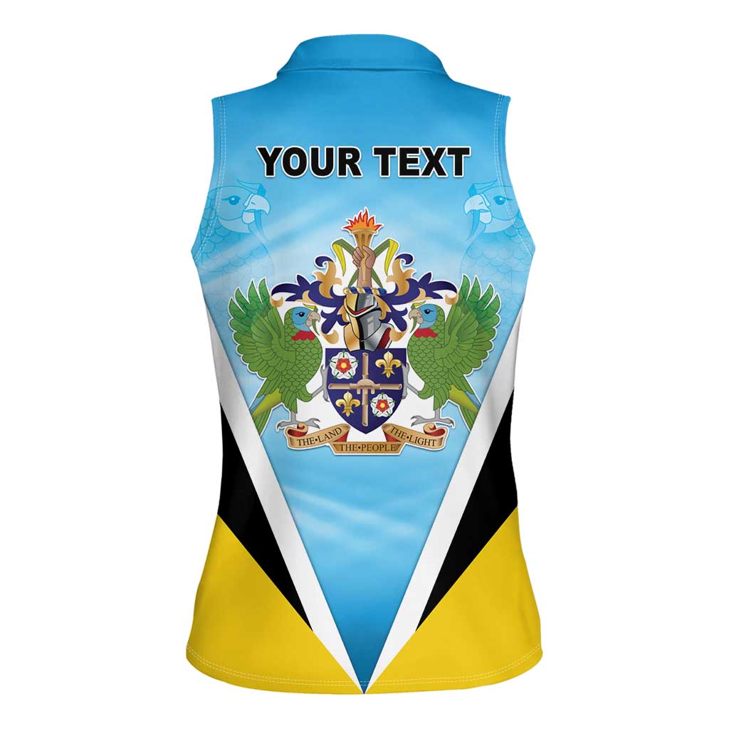 Personalised Saint Lucia 758 Women Sleeveless Polo Shirt With Coat Of Arms