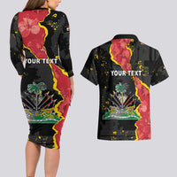 Personalised Haiti 1964 Couples Matching Long Sleeve Bodycon Dress and Hawaiian Shirt Coat Of Arms Unique Style