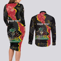 Personalised Haiti 1964 Couples Matching Long Sleeve Bodycon Dress and Long Sleeve Button Shirt Coat Of Arms Unique Style