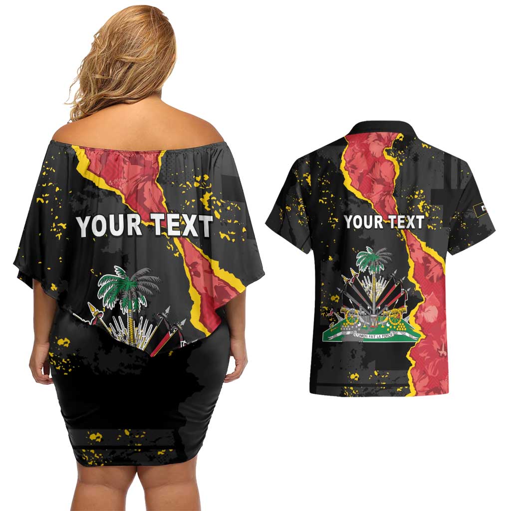 Personalised Haiti 1964 Couples Matching Off Shoulder Short Dress and Hawaiian Shirt Coat Of Arms Unique Style