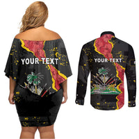 Personalised Haiti 1964 Couples Matching Off Shoulder Short Dress and Long Sleeve Button Shirt Coat Of Arms Unique Style
