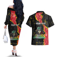 Personalised Haiti 1964 Couples Matching Off The Shoulder Long Sleeve Dress and Hawaiian Shirt Coat Of Arms Unique Style