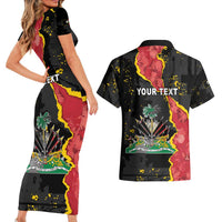 Personalised Haiti 1964 Couples Matching Short Sleeve Bodycon Dress and Hawaiian Shirt Coat Of Arms Unique Style