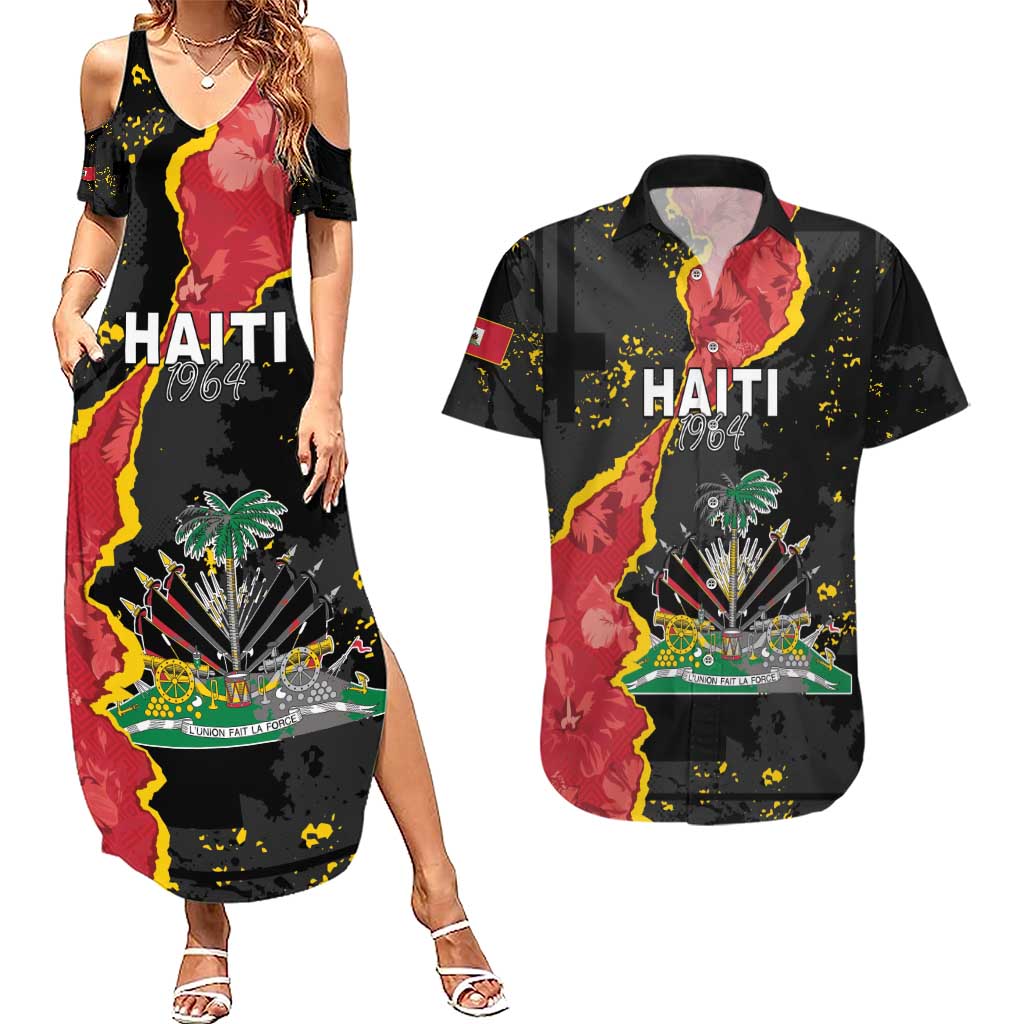 Personalised Haiti 1964 Couples Matching Summer Maxi Dress and Hawaiian Shirt Coat Of Arms Unique Style