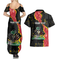 Personalised Haiti 1964 Couples Matching Summer Maxi Dress and Hawaiian Shirt Coat Of Arms Unique Style