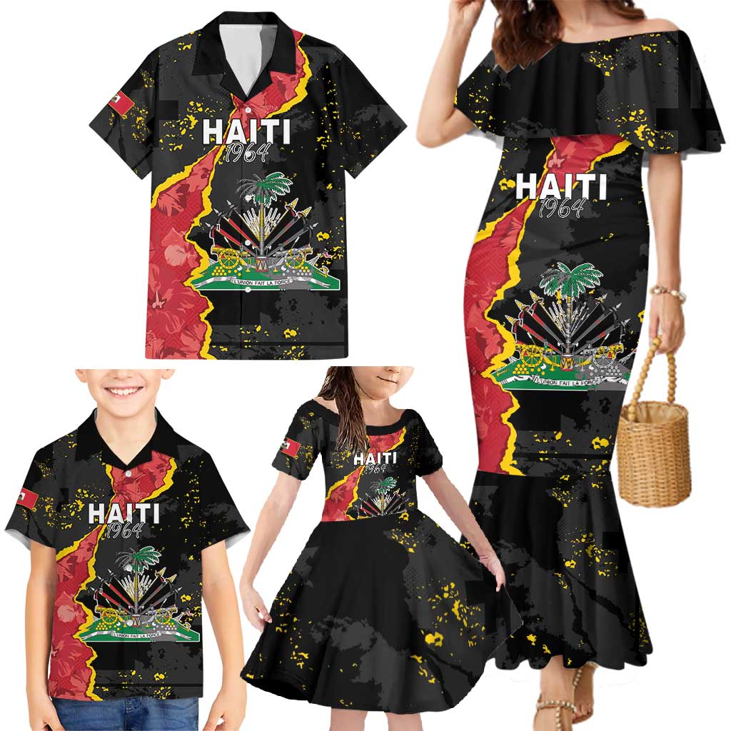 Personalised Haiti 1964 Family Matching Mermaid Dress and Hawaiian Shirt Coat Of Arms Unique Style