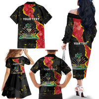 Personalised Haiti 1964 Family Matching Off The Shoulder Long Sleeve Dress and Hawaiian Shirt Coat Of Arms Unique Style