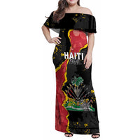 Personalised Haiti 1964 Family Matching Off Shoulder Maxi Dress and Hawaiian Shirt Coat Of Arms Unique Style
