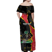 Personalised Haiti 1964 Family Matching Off Shoulder Maxi Dress and Hawaiian Shirt Coat Of Arms Unique Style