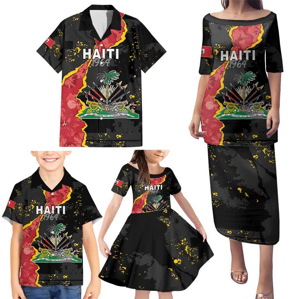 Personalised Haiti 1964 Family Matching Puletasi and Hawaiian Shirt Coat Of Arms Unique Style