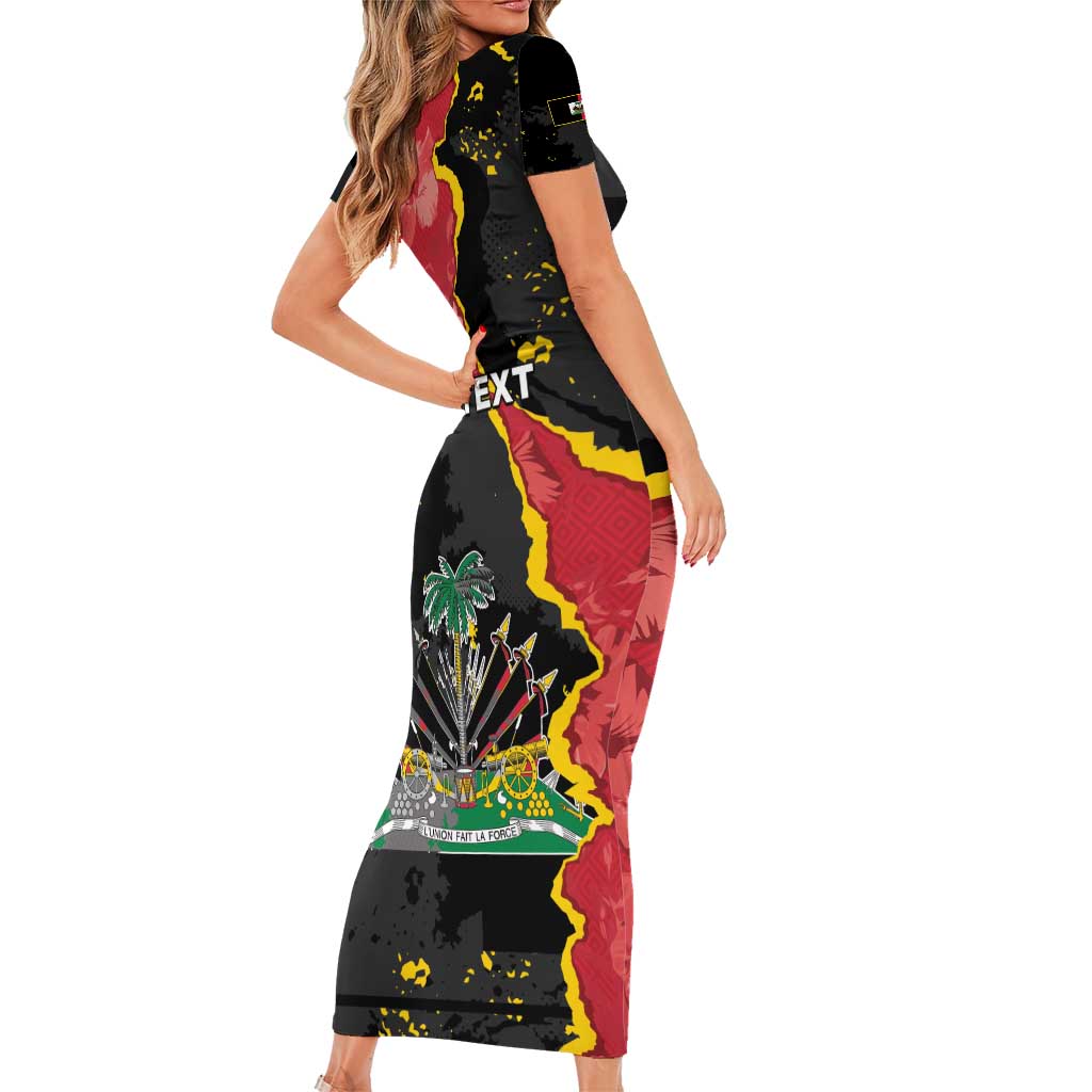 Personalised Haiti 1964 Family Matching Short Sleeve Bodycon Dress and Hawaiian Shirt Coat Of Arms Unique Style