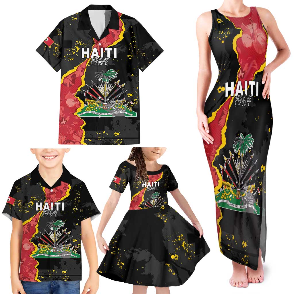 Personalised Haiti 1964 Family Matching Tank Maxi Dress and Hawaiian Shirt Coat Of Arms Unique Style